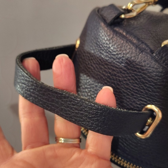 Vera Pelle Convertible Backpack Purse Bag Navy With removable Straps Italy Made - Picture 4 of 14